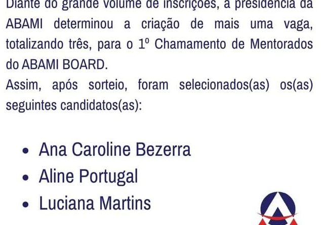 RESULTADO 1° CHAMAMENTO ABAMI BOARD